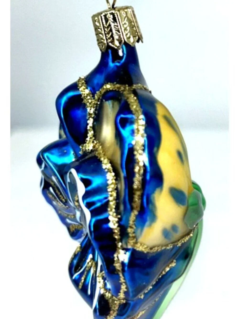 Hawaiian Plumeria Christmas Ornament Hand Painted Glass w Box Flowers Aloha 2.5